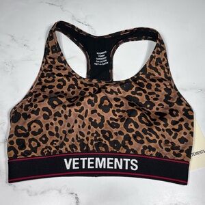 Vetements Logo Leopard Printed Long Sports Bra
